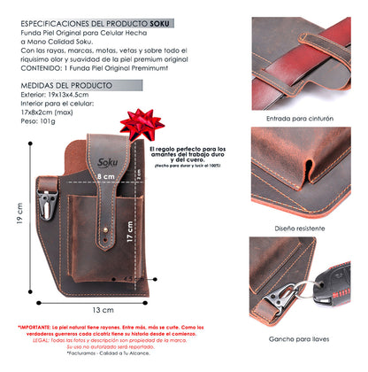 Soku Funda Piel Natural Original Para iPhone Celular Cinto