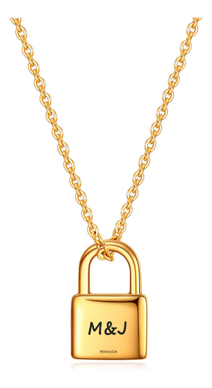 Collar Con Dije Personalizado Candado Inoxidable Rexmoda