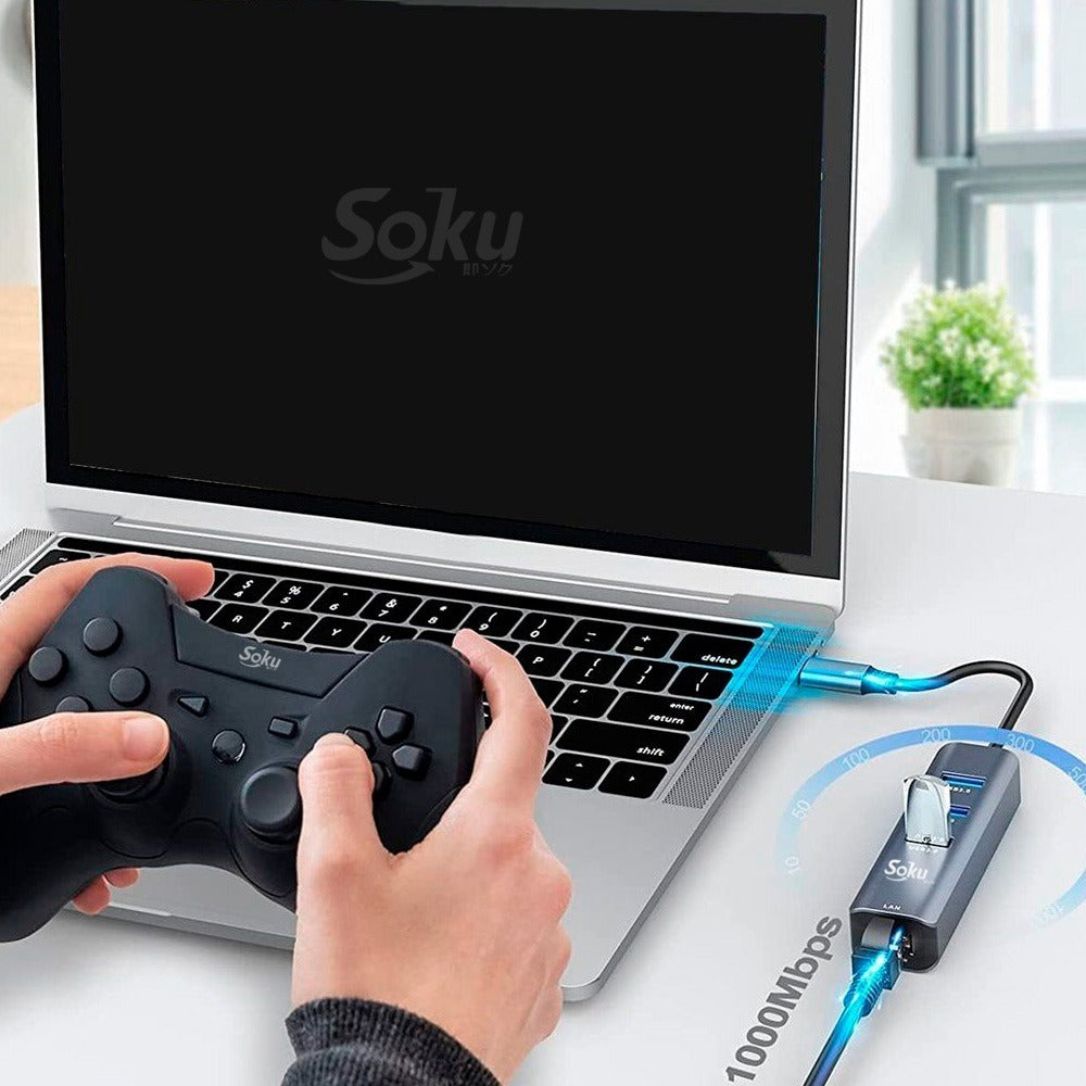 Adaptador Hub Usb 3.0 A Ethernet Rj45 Lan Gigabit Soku