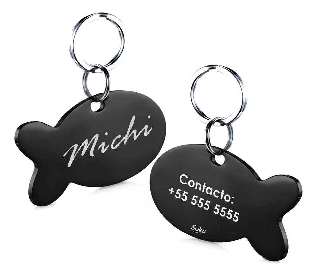 Placa Mascotas  Personalizada  Pez Tag Acero Inoxidable Gato