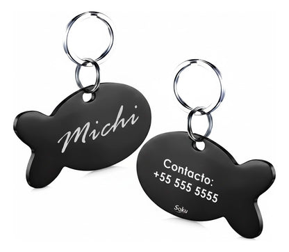 Placa Mascotas  Personalizada  Pez Tag Acero Inoxidable Gato