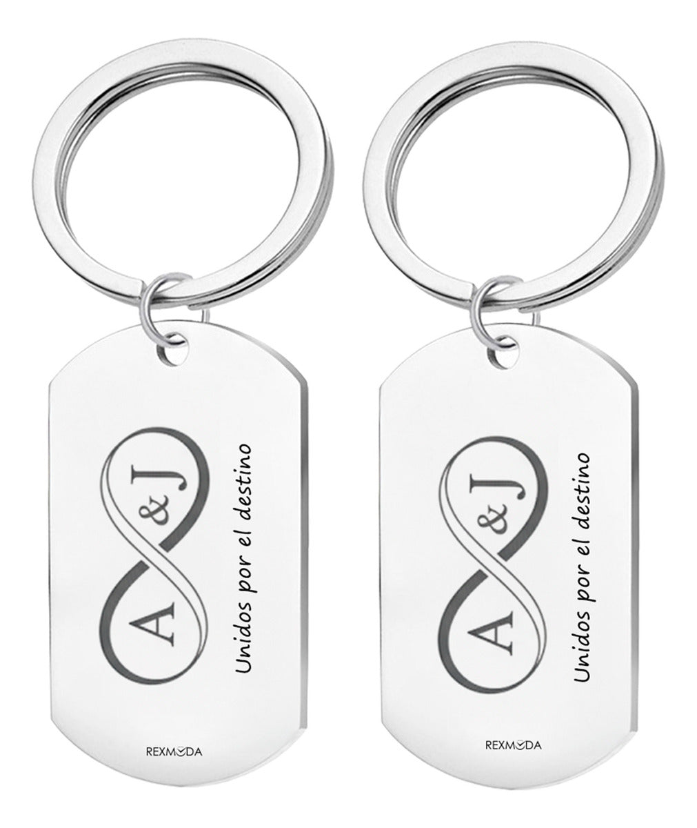 2x Llaveros Personalizado Parejas Aniversario Inoxidable