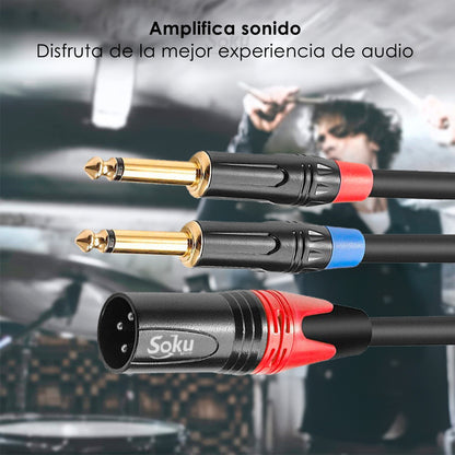 Cable Audio Dual Ts 6.35 A Xlr 3 Pines Hifi Premium 24k Soku