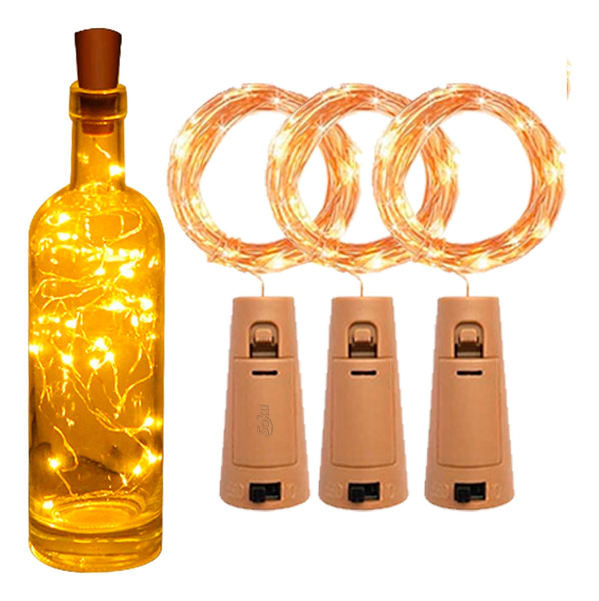3x Serie Luces 20 Led Botella Corcho Botella