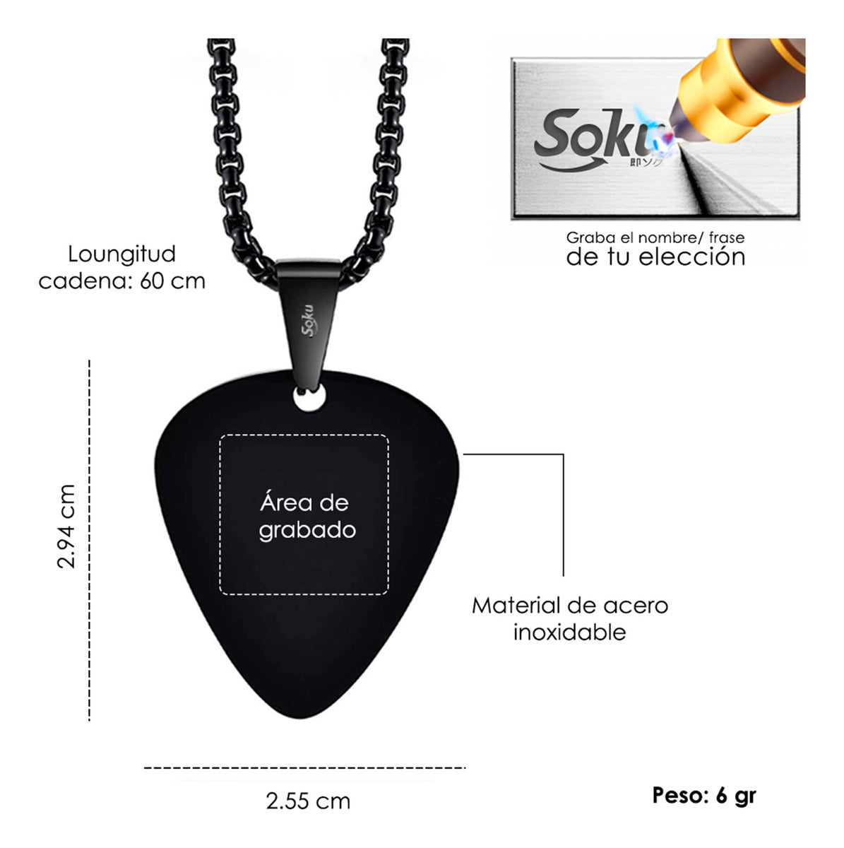 Collar Con Dije Colgante De Púa De Guitarra
