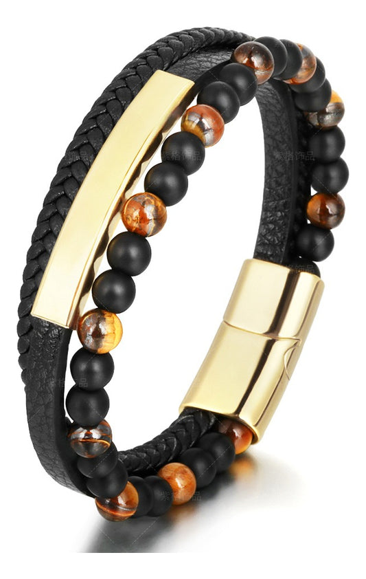 Pulsera Personalizada Piel Piedra Acero Titanio