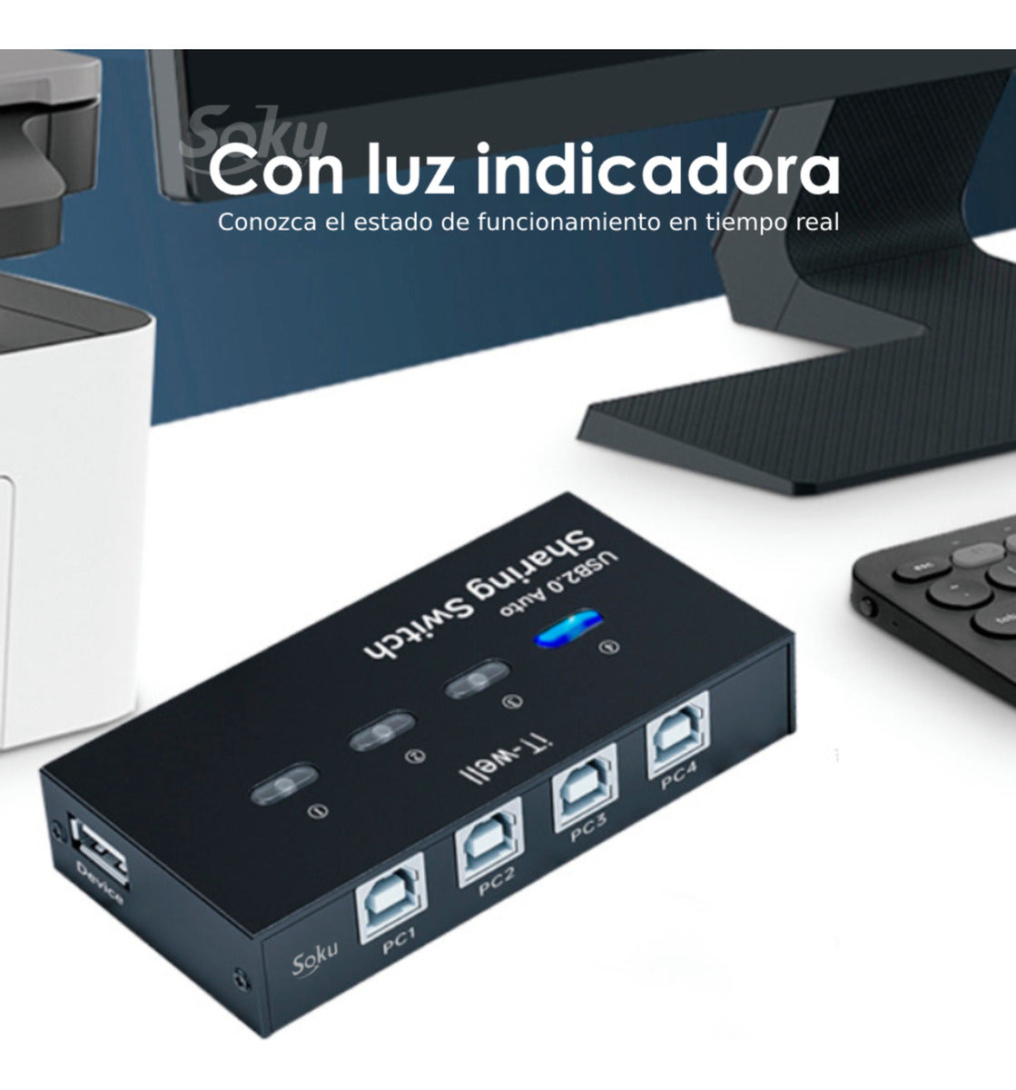 Conmutador Impresora 4 Puertos Hub Divisor Switch Manual