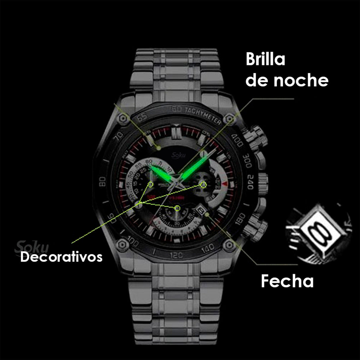 Reloj Acero Inoxidable Fechador Anti Rayaduras Waterproof Cx