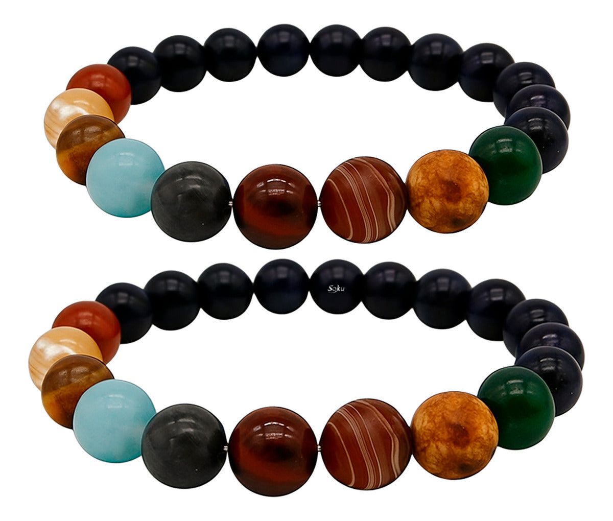 2 Pulseras Planetas Sistema Solar Ajustable Cuarzos Universo