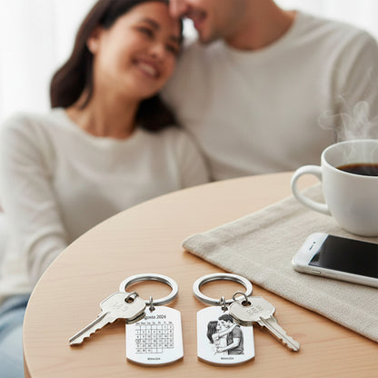 2x Llaveros Personalizado Parejas Aniversario Inoxidable