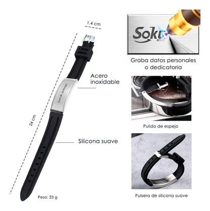 Soku Pulsera Médica Personalizada Emergencias Acero Premium+