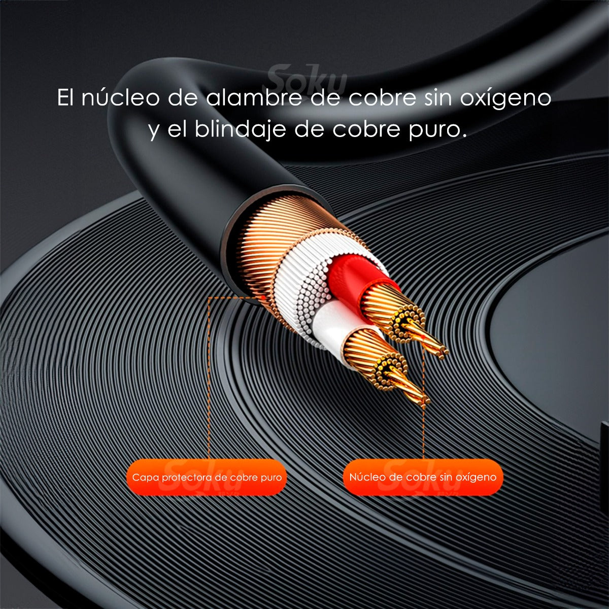 Soku Cable 2 Rca A 6.35mm Amplificador Mezcladora Dj Hifi 2m