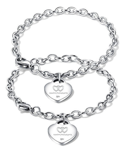 Pulseras Duo Personalizadas Grabado Parejas Acero Titanio