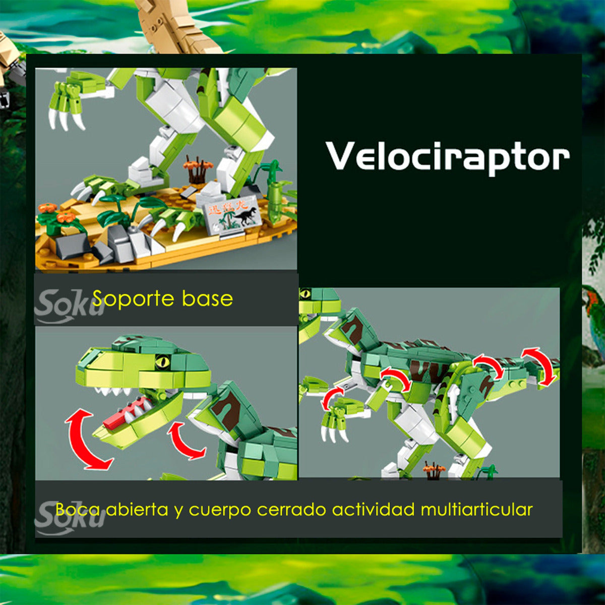 Soku Veloci Raptor Bloques Articulados Dino Coleccionable