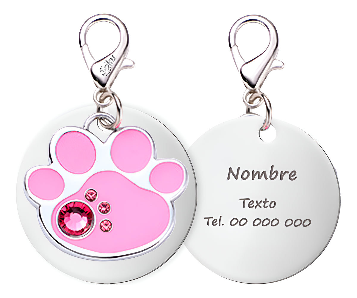 Soku Placa Personalizada Perro Gato Huella Cristal Premium+