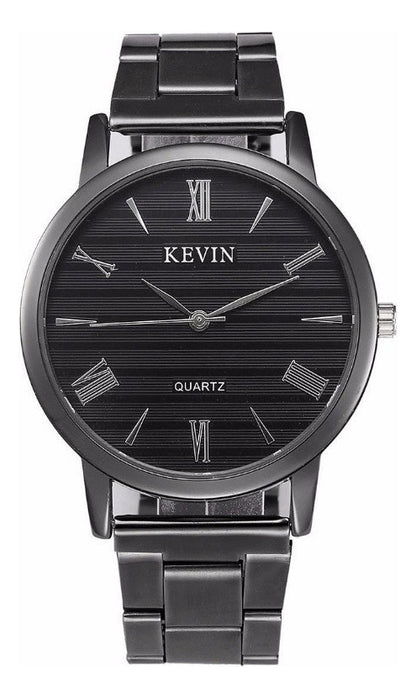 Reloj Acero Negro Marca Kevin Hombre Moda Caballero B157