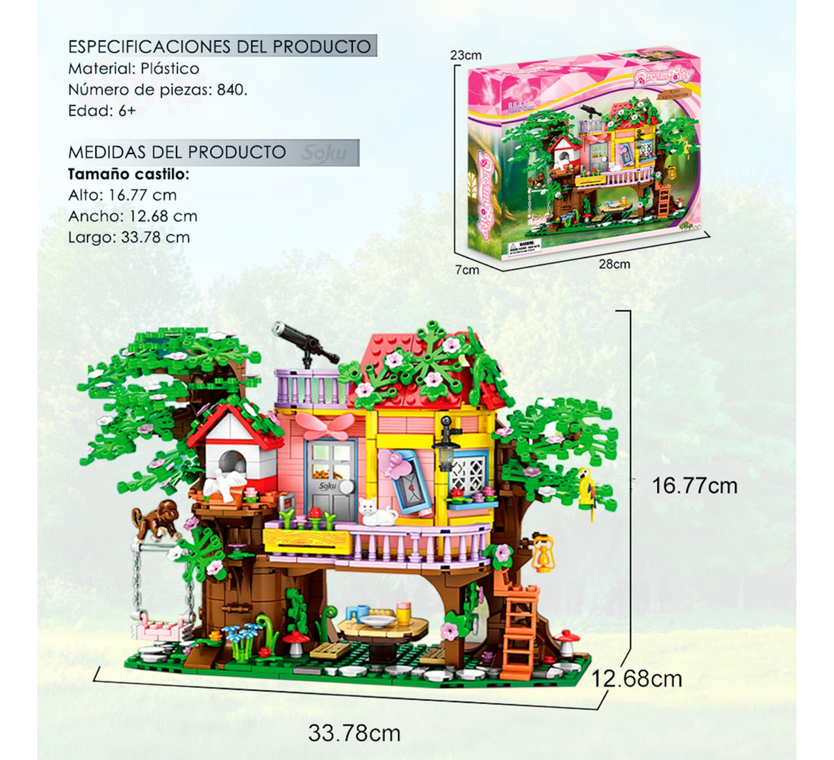 Soku Casa Del Arbol Mesa Gato Telescopio Bloques Niñas 6+