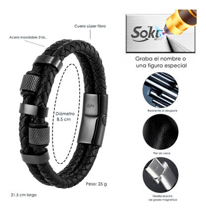 Soku Pulsera Personalizada Micro Piel Inoxidable Titanio