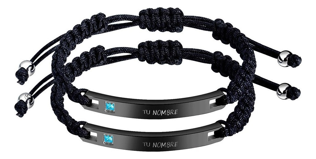 2 Pulseras Personalizada Parejas Acero Titanio De Por Vida