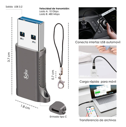 Soku Usb3.2 Tipo C Hembra A Usb Macho Adaptador 10gbps