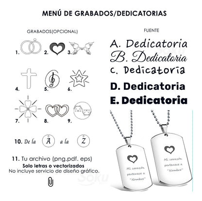 2 Placas Personalizadas Pareja Acero Inoxidable Firme