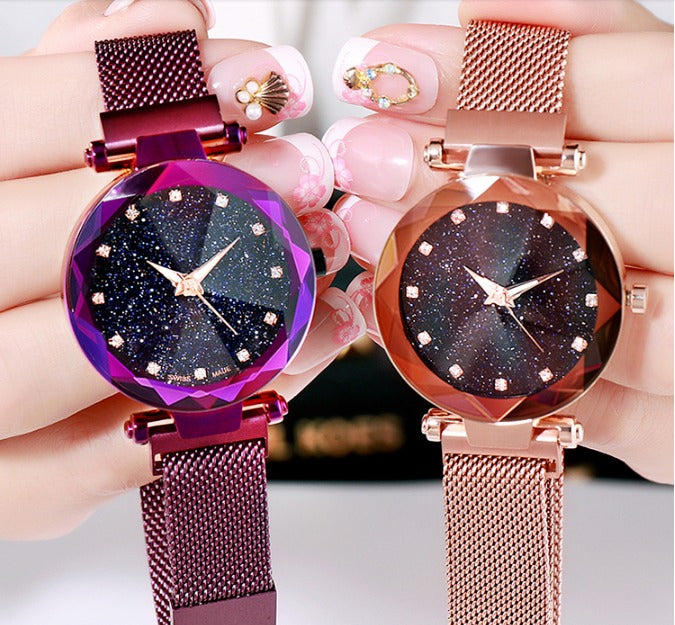 10 Relojes Mayoreo Iman Mujer Metal Magneto Brilla Noche