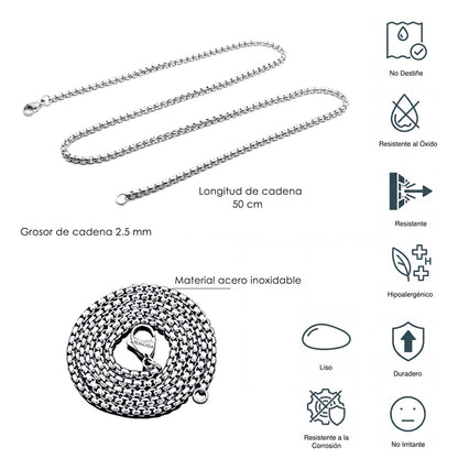 5x Cadenas Acero Inoxidable Bola Estilo Militar