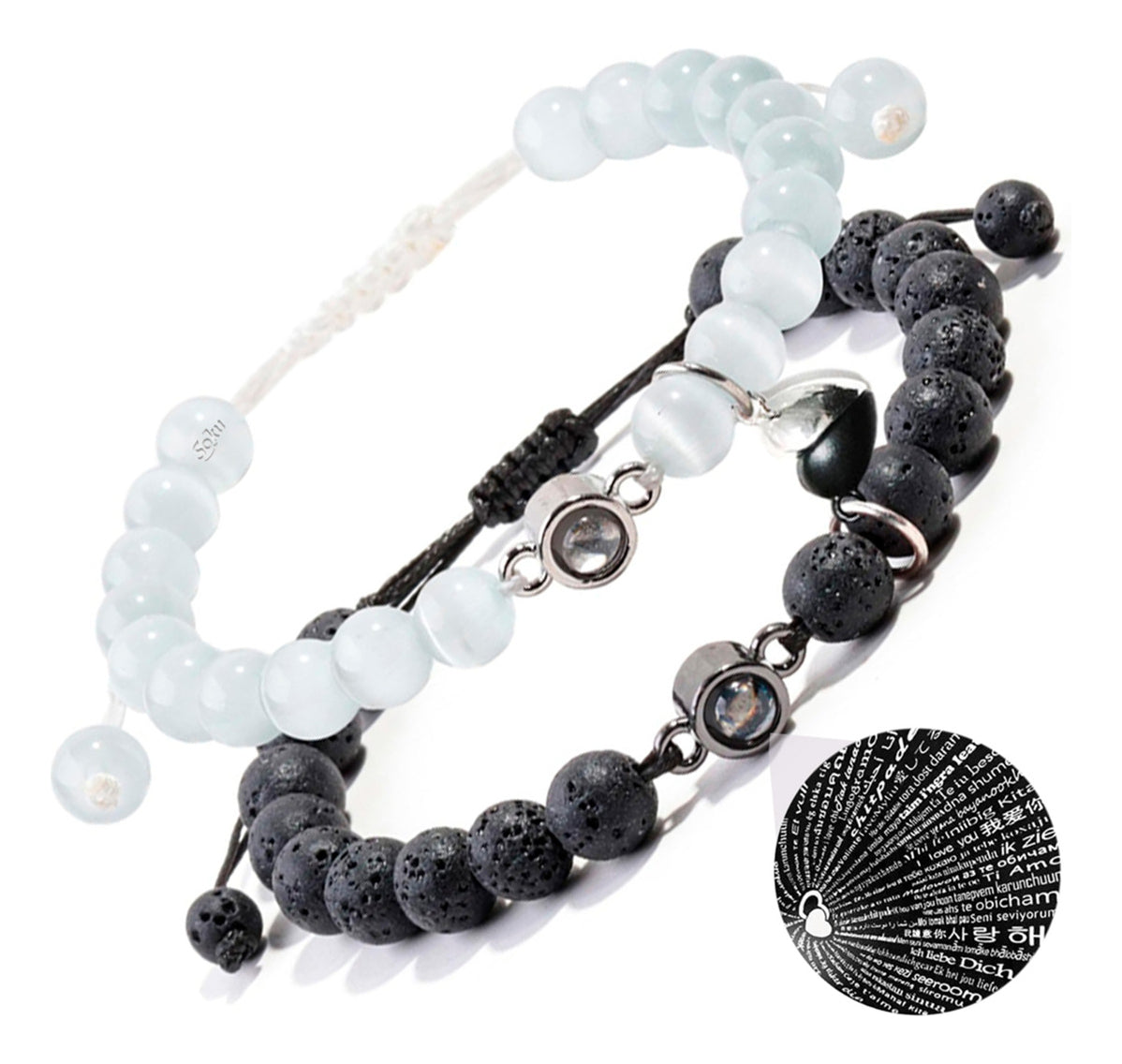 2 Pulseras Parejas Regalo Novios Amor Eterno Piedra Cristal