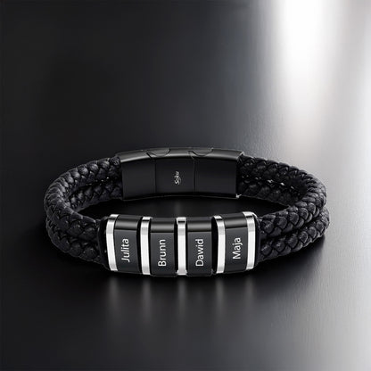 Pulsera Personalizada Piel Acero Inoxidable Titanio Soku