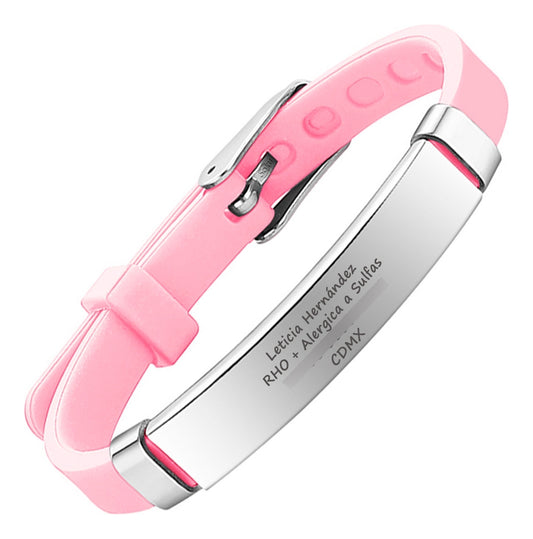 Pulsera Personalizada Niños Identificación Acero Silicona