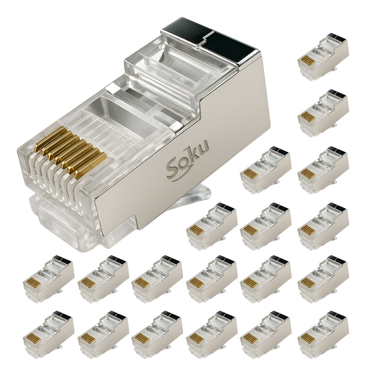 20x Plug Cat 5a Cat 6 8p8c 50 Micras Oro Cable Grueso Lote