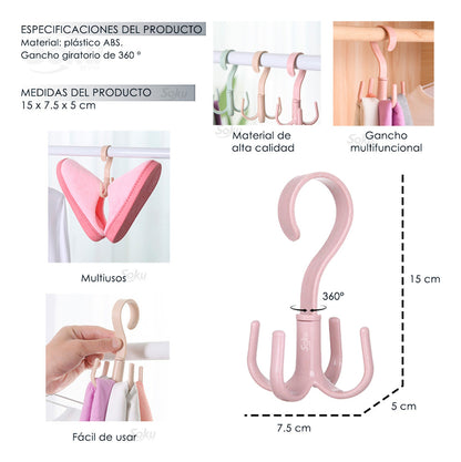 Ganchos Perchero Giratorio 360° Organizador De Ropa