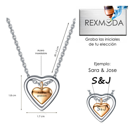 Soku Collar Dije Personalizo Corazón Grabado Iniciales Inoxi