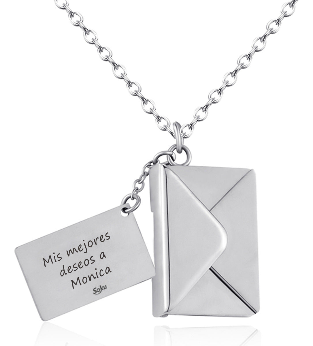 Soku Collar Dije Personalizado Mensaje Sobre Inoxidable