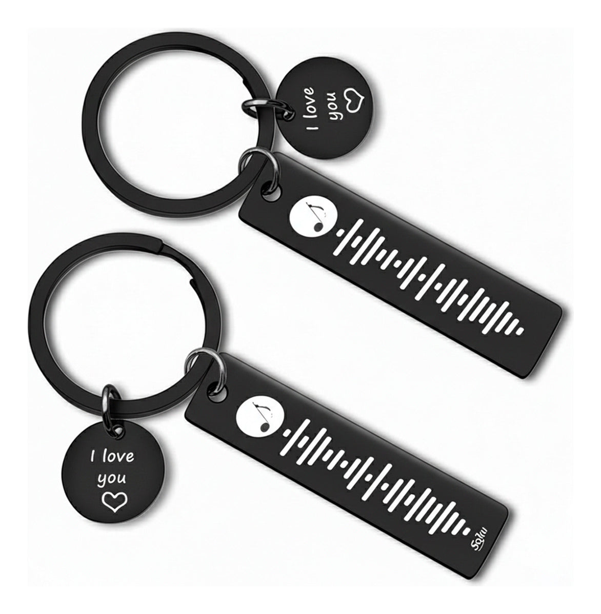 2x Llaveros Pareja Personalizado Spoti Inoxidable Dura Vida