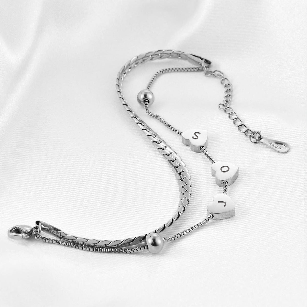 Pulsera Corazones Personzalizado Acero Inoxidable Rexmoda