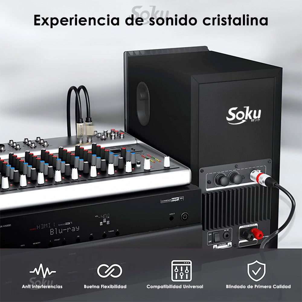 Cable Audio Dual Ts 6.35 A Xlr 3 Pines Hifi Premium 24k Soku