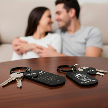 2 Llavero Pareja Personalizado Fecha Aniversario Inoxidable