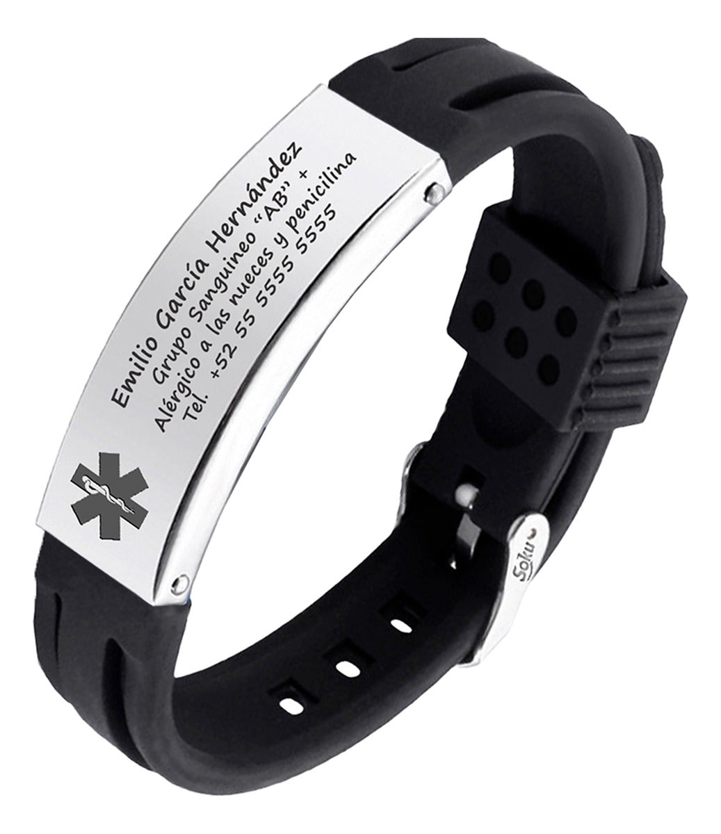 Soku Pulsera Médica Personalizada Emergencias Acero Premium+