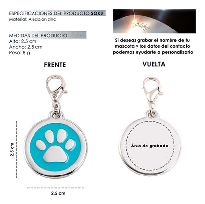 Soku Placa Personalizada Perro Gato Tag Inoxidable Premium+