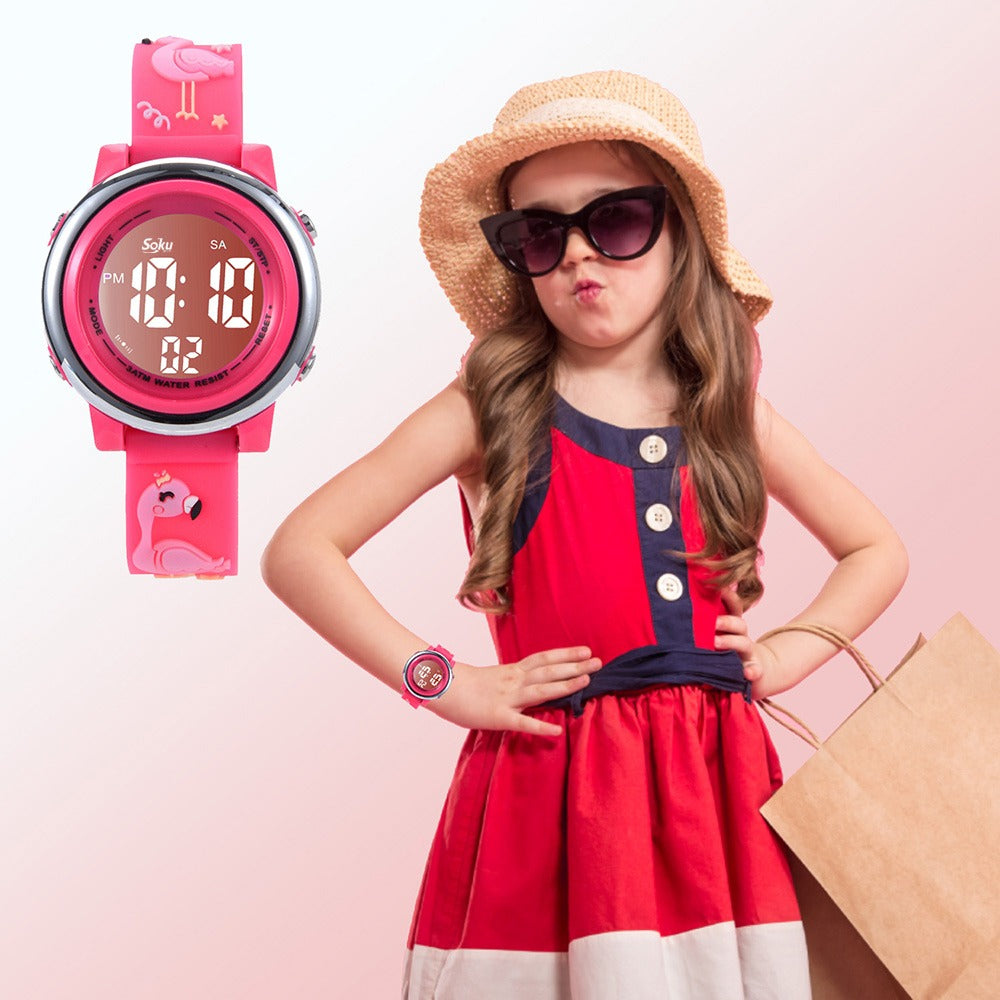 Reloj Infantil Caricaturas 3d Niña Kawaii Contra Agua Led