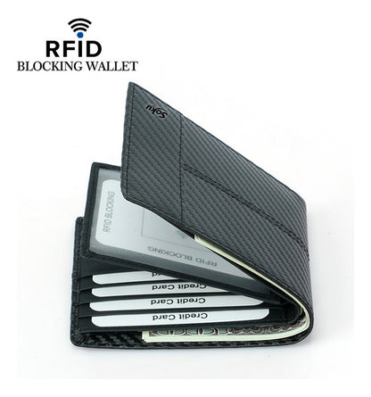 Cartera Piel Genuina Interior Microfibra Carbono Antirrobo