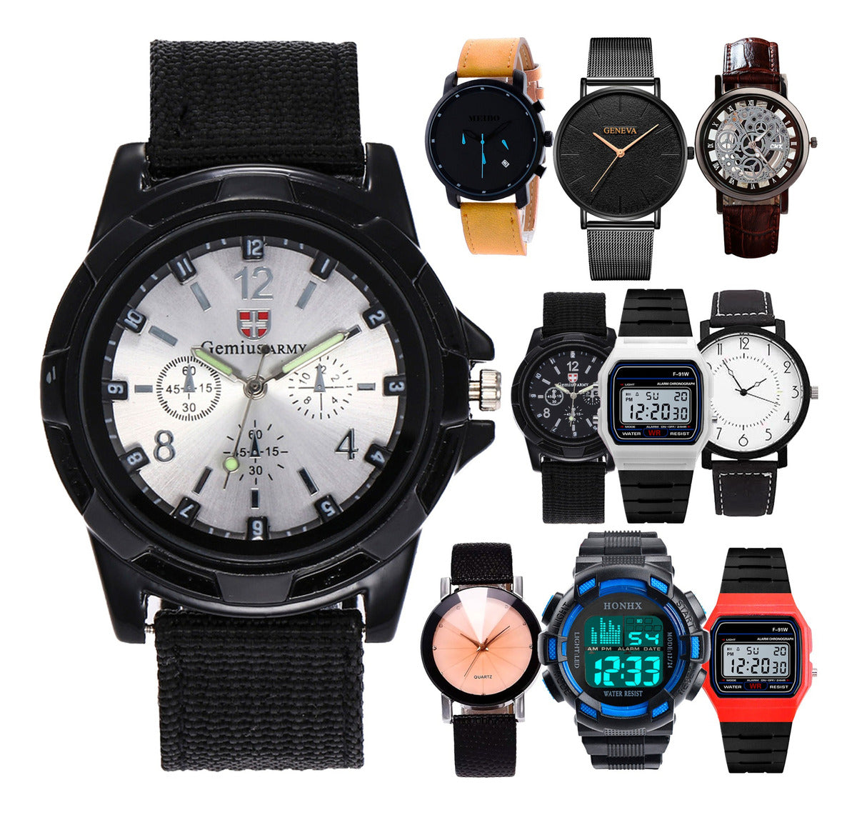 10 Relojes Militar Mayoreo Lote Hombre Fecha Moda Caballero
