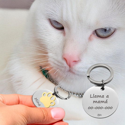 Soku Placa Personalizada Perro Gato Inoxidable Premium +