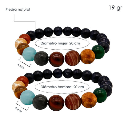 2 Pulseras Planetas Sistema Solar Ajustable Cuarzos Universo