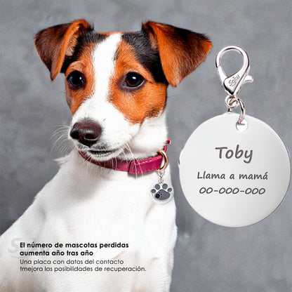 Soku Placa Personalizada Perro Gato Huella Cristal Premium+