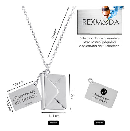 Collar Dije Sobre Mensaje Personalizado Jojeria Inoxidable