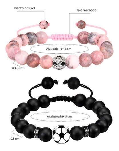 2x Pulsera Fútbol Kawaii Parejas Novios Amor Lunar Soku
