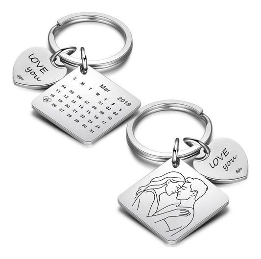 2x Llavero Personalizado Pareja Calendario Fecha Aniversario