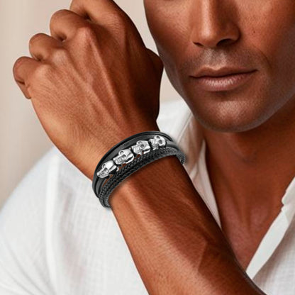 Soku Pulsera Personalizada Calavera Inoxidable Micro Piel